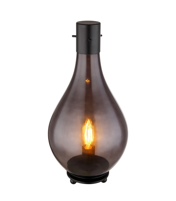 Oskus Table Lamp Matt Black Smoke Glass Shade 1x E14-1