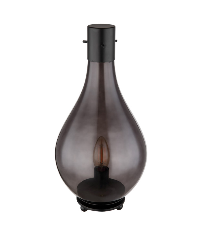Oskus Table Lamp Matt Black Smoke Glass Shade 1x E14-2