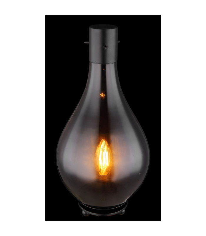Oskus Table Lamp Matt Black Smoke Glass Shade 1x E14-3