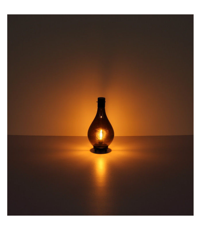 Oskus Table Lamp Matt Black Smoke Glass Shade 1x E14-5
