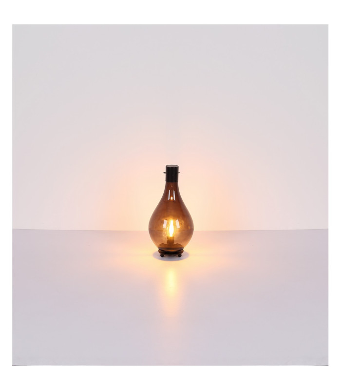 Oskus Table Lamp Matt Black Smoke Glass Shade 1x E14-6