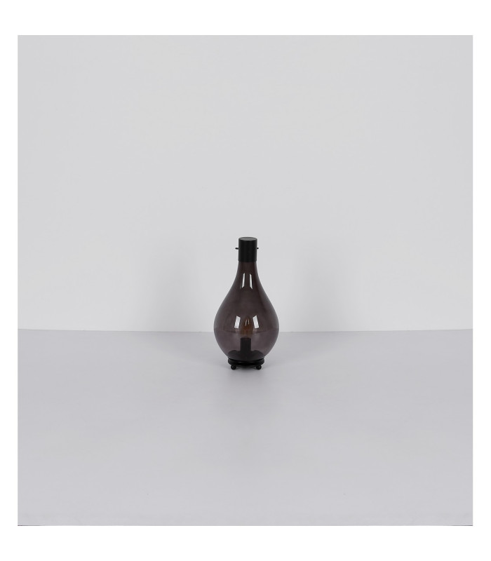Oskus Table Lamp Matt Black Smoke Glass Shade 1x E14-7