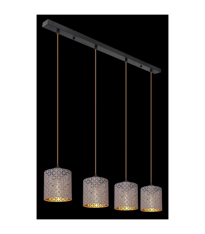 Cindy Bar Pendant Ceiling Light Matt Black 4x E27-5