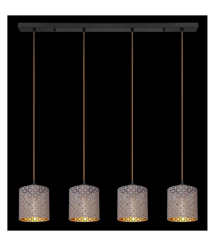 Cindy Bar Pendant Ceiling Light Matt Black 4x E27-6