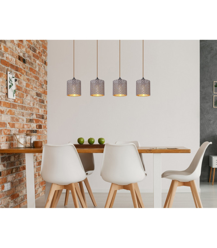 Cindy Bar Pendant Ceiling Light Matt Black 4x E27-7