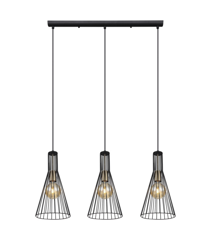 Milli Bar Pendant Ceiling Light Black 3x E27-3