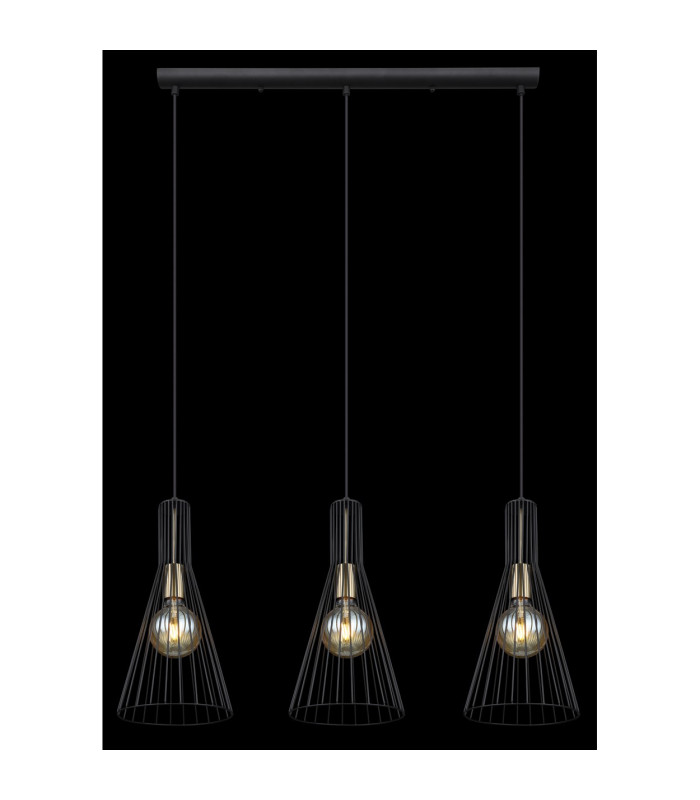 Milli Bar Pendant Ceiling Light Black 3x E27-6