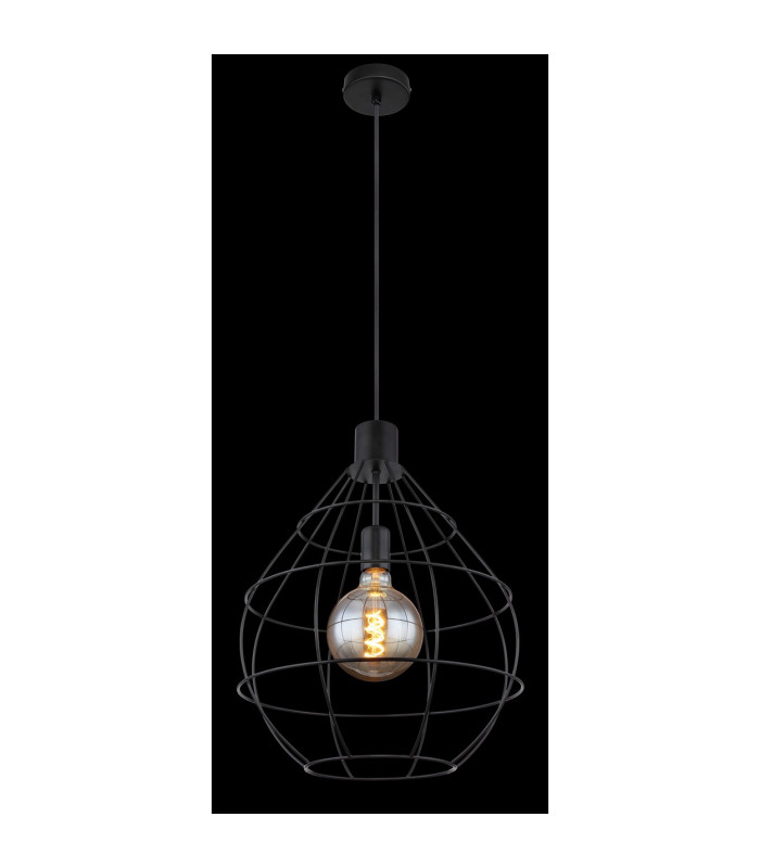 Edwin Wire Frame Pendant Ceiling Light Black 1x E27-4