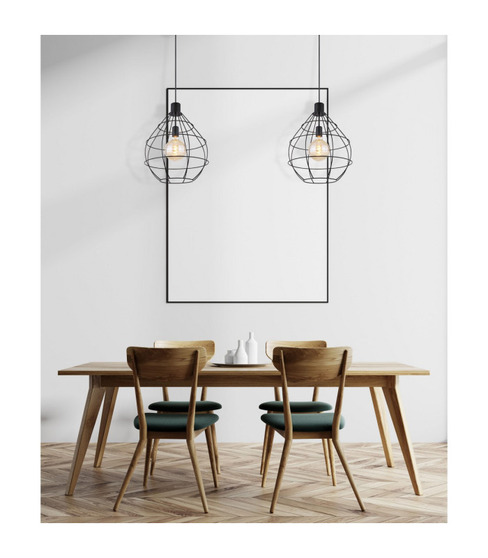 Edwin Wire Frame Pendant Ceiling Light Black 1x E27-5