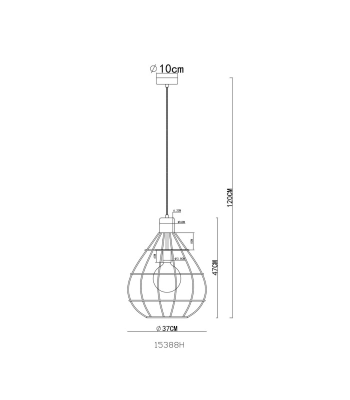 Edwin Wire Frame Pendant Ceiling Light Black 1x E27-6