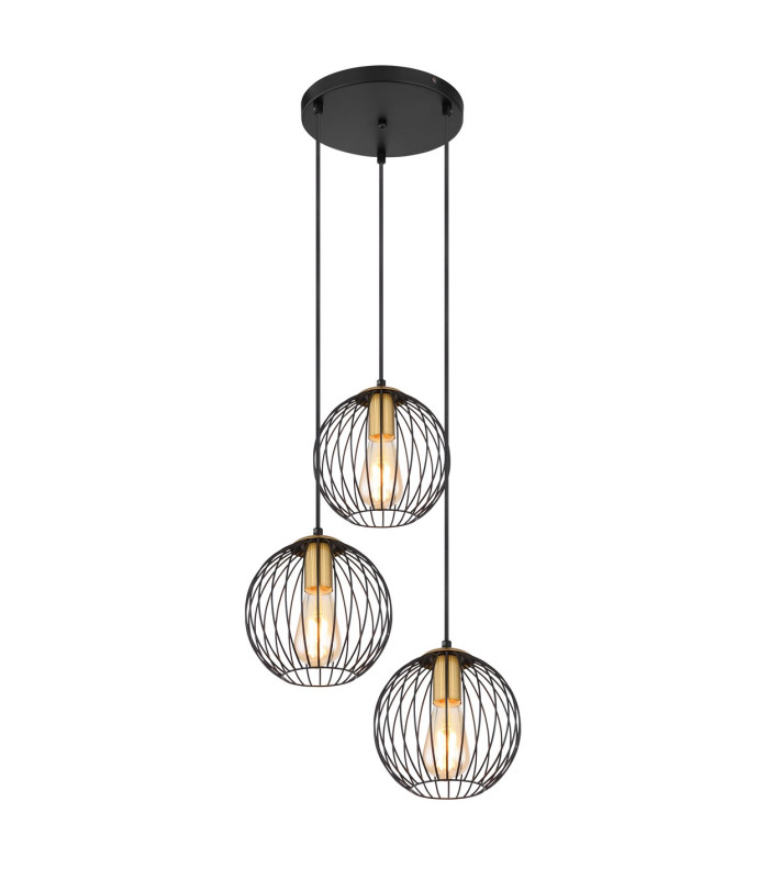 Eusebius Cluster Pendant Ceiling Light Black 3x E27-1