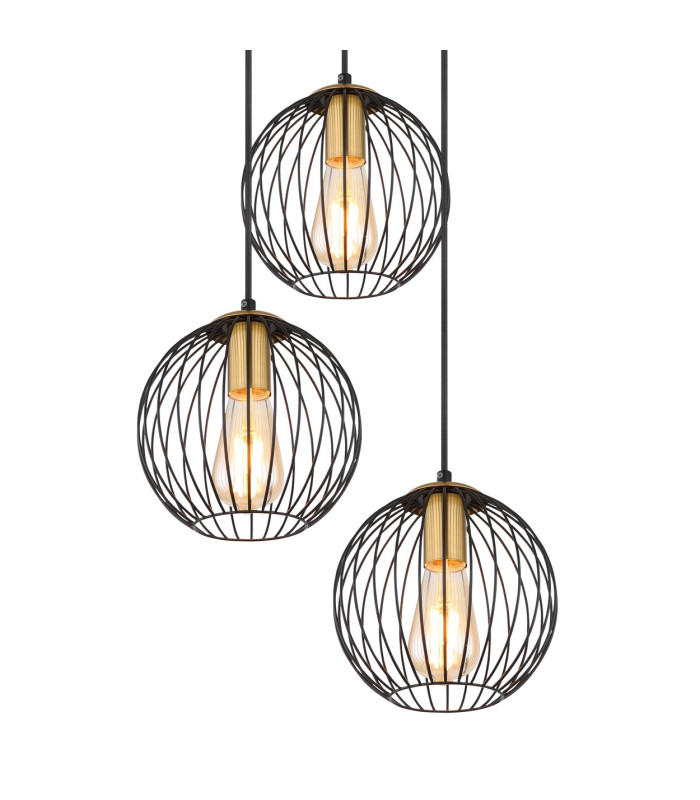 Eusebius Cluster Pendant Ceiling Light Black 3x E27-3
