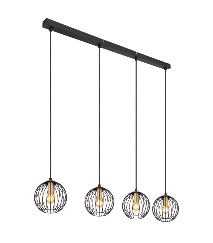 Eusebius Bar Pendant Ceiling Light Black 4x E14-1