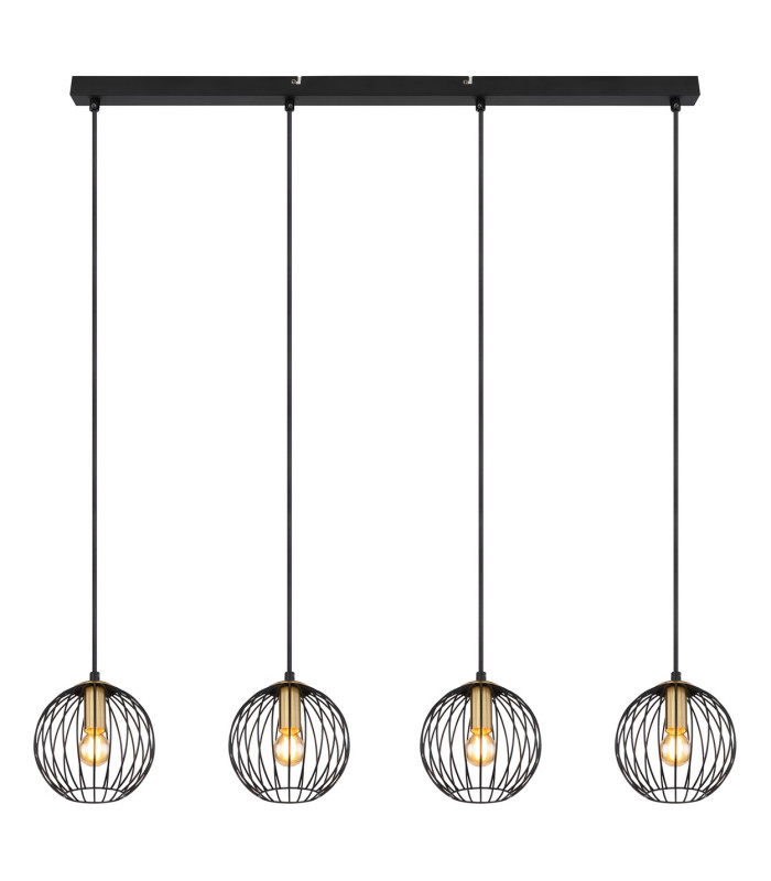 Eusebius Bar Pendant Ceiling Light Black 4x E14-3