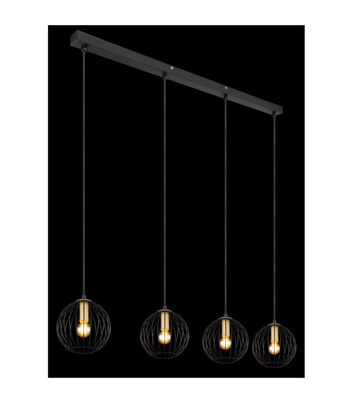 Eusebius Bar Pendant Ceiling Light Black 4x E14-5