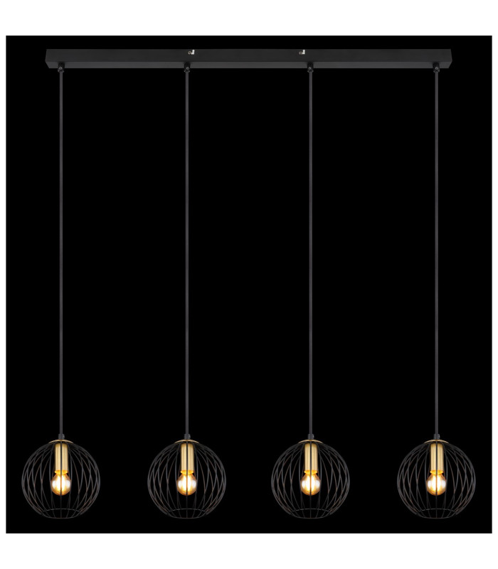 Eusebius Bar Pendant Ceiling Light Black 4x E14-6