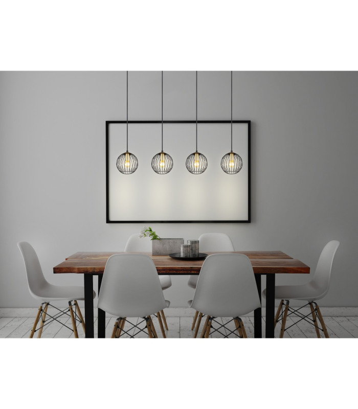 Eusebius Bar Pendant Ceiling Light Black 4x E14-7