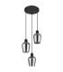 Ryan Cluster Pendant Ceiling Light Matt Black Smoke Glass Shade 3x E27-2