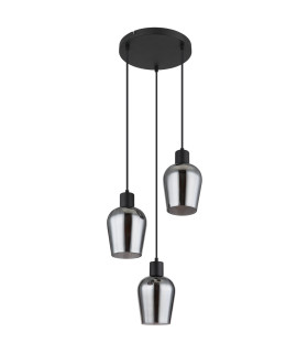 Ryan Cluster Pendant Ceiling Light Matt Black Smoke Glass Shade 3x E27-2