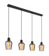 Ryan Bar Pendant Ceiling Light Matt Black Smoke Glass Shade 4x E27-1