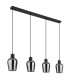 Ryan Bar Pendant Ceiling Light Matt Black Smoke Glass Shade 4x E27-2