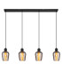 Ryan Bar Pendant Ceiling Light Matt Black Smoke Glass Shade 4x E27-3