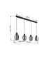 Ryan Bar Pendant Ceiling Light Matt Black Smoke Glass Shade 4x E27-6