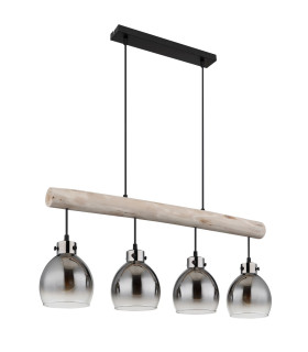 Ryan Dome Bar Pendant Ceiling Light Matt Black Smoke Glass Shade 4x E27-2