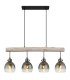 Ryan Dome Bar Pendant Ceiling Light Matt Black Smoke Glass Shade 4x E27-3