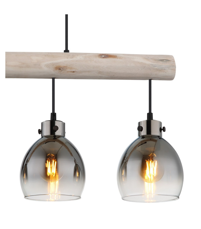 Ryan Dome Bar Pendant Ceiling Light Matt Black Smoke Glass Shade 4x E27-4