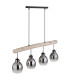 Ryan Dome Bar Pendant Ceiling Light Matt Black Smoke Glass Shade 4x E27-5