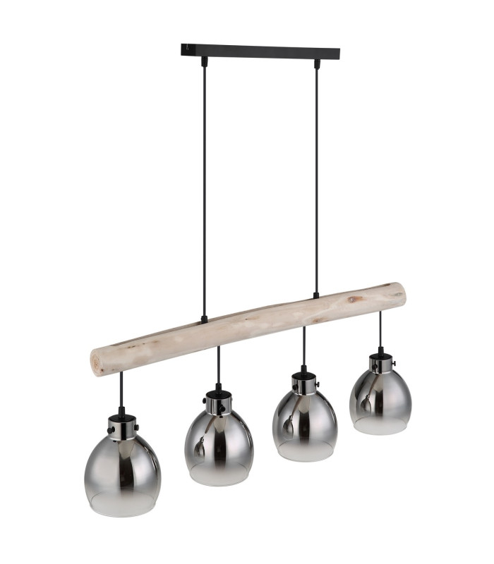 Ryan Dome Bar Pendant Ceiling Light Matt Black Smoke Glass Shade 4x E27-5
