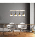 Ryan Dome Bar Pendant Ceiling Light Matt Black Smoke Glass Shade 4x E27-6