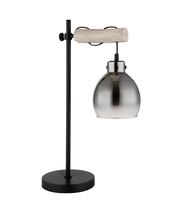 Ryan Table Lamp Matt Black Smoke Glass Shade 1x E27-2