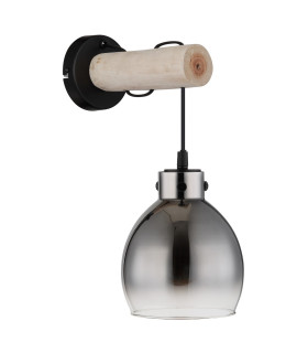 Ryan Wall Lamp Matt Black Smoke Glass Shade 1x E27-2