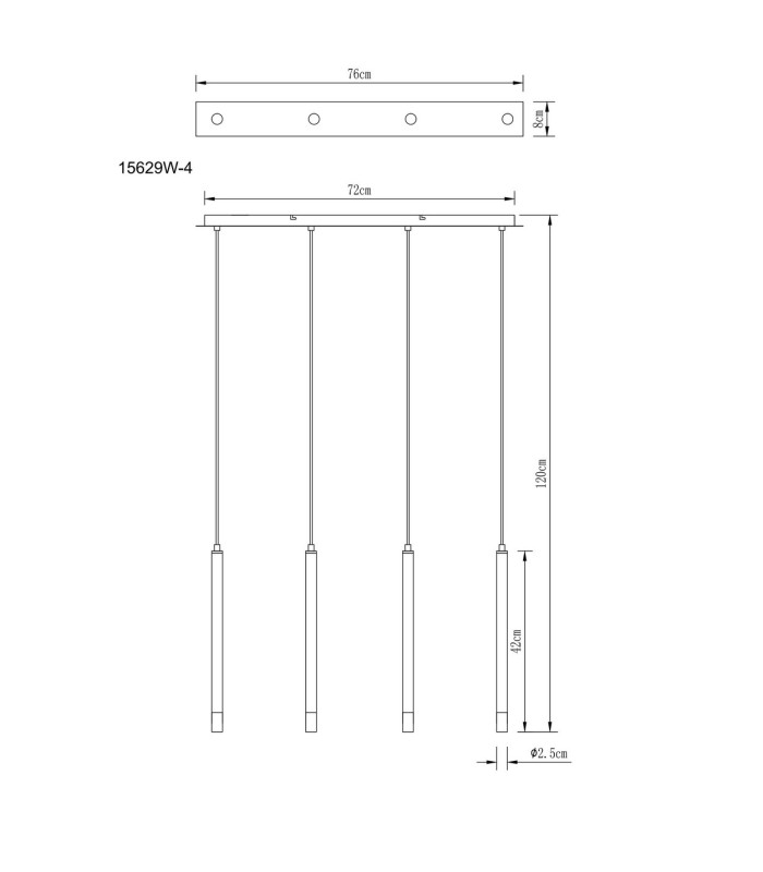 Ryan Bar Pendant Ceiling Light White Matt 4x G9-7