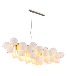 Udo Bar Pendant Ceiling Light Nickel Matt Balls Opal Glass Shade 6x E14-1