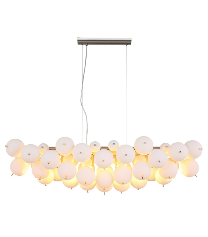 Udo Bar Pendant Ceiling Light Nickel Matt Balls Opal Glass Shade 6x E14-3