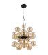 Udo Globe Pendant Ceiling Light Matt Black Balls Amber Glass Shade 4x E27-2