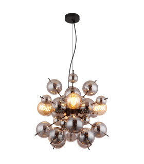 Udo Globe Pendant Ceiling Light Matt Black Balls Smoke Glass Shade 4x E27-1