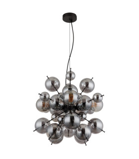 Udo Globe Pendant Ceiling Light Matt Black Balls Smoke Glass Shade 4x E27-2