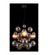 Udo Globe Pendant Ceiling Light Matt Black Balls Smoke Glass Shade 4x E27-4