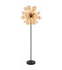 Udo Multi Arm Floor Lamp Matt Black Balls Amber Glass Shade 6x E14-1