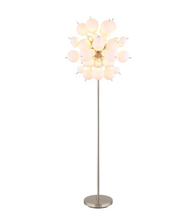 Udo Multi Arm Floor Lamp Nickel Matt Balls Opal Glass Shade 6x E14-1