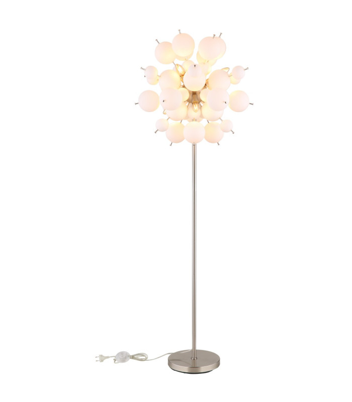Udo Multi Arm Floor Lamp Nickel Matt Balls Opal Glass Shade 6x E14-4
