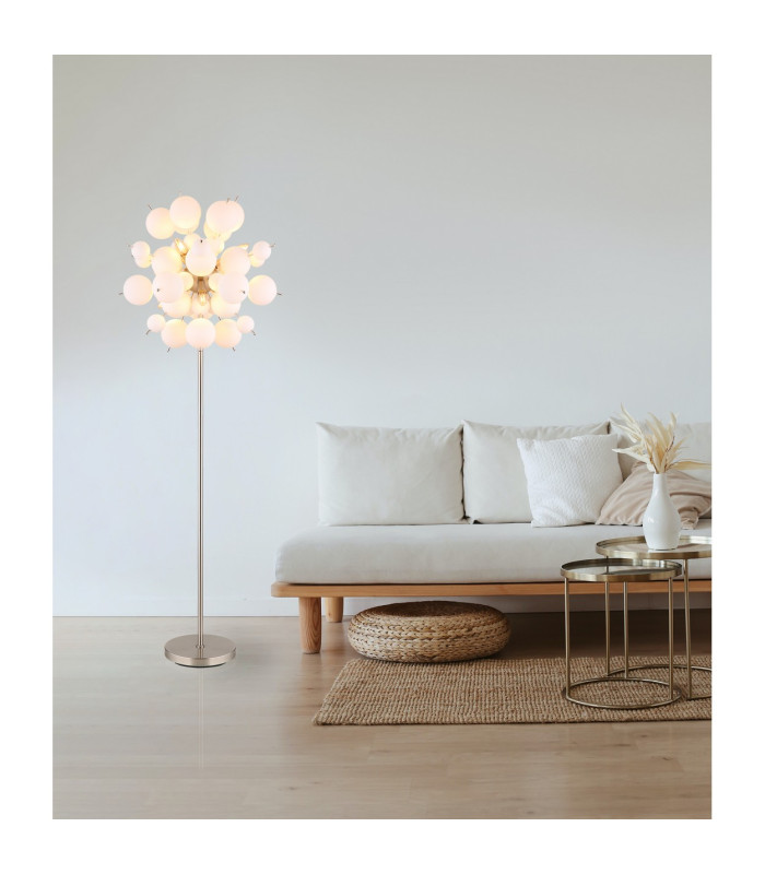 Udo Multi Arm Floor Lamp Nickel Matt Balls Opal Glass Shade 6x E14-5