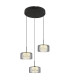 Fogsy Cluster Pendant Ceiling Light Matt Black Smoke Glass Shade 3x LED 4000K-1