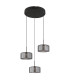 Fogsy Cluster Pendant Ceiling Light Matt Black Smoke Glass Shade 3x LED 4000K-2