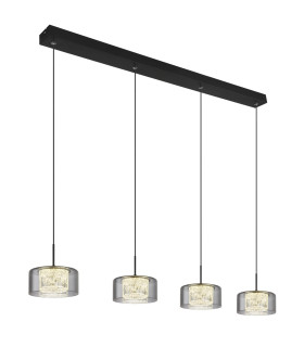 Fogsy Bar Pendant Ceiling Light Matt Black Smoke Glass Shade 4x LED 4000K-1