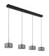 Fogsy Bar Pendant Ceiling Light Matt Black Smoke Glass Shade 4x LED 4000K-2